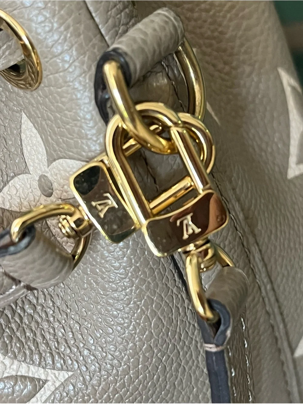 Louis Vuitton Taupe Monogram Drawstring Bucket Crossbody